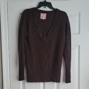 Brown V-Neck Women's Sweater
